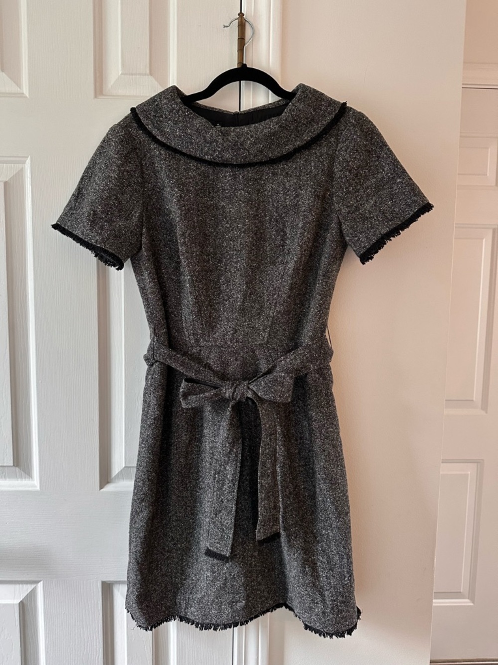 Teri Jon by Rickie Freeman Tweed Cowl Neck Belted Dress Size US 10 (Fits Like 8)